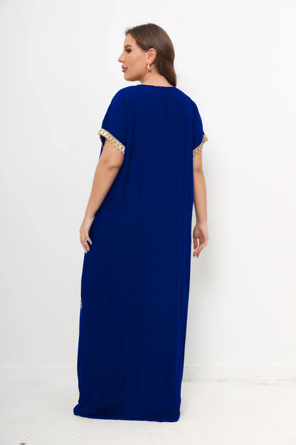 qgtao 2 Pieces Set African Dresses For Women Cotton O-neck Jilbab Short Sleeves Kaftan Dubai Abaya Hijab Muslim Plus Size Robe