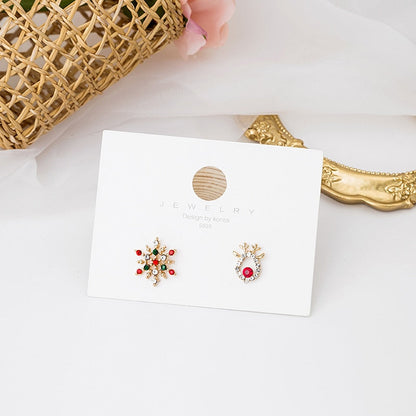 Cute Christmas Elk Dangle Earrings For Women Charm Xmas Deer Star Bowknot Round Ball Drop Earring Girls New Year Party Jewelry