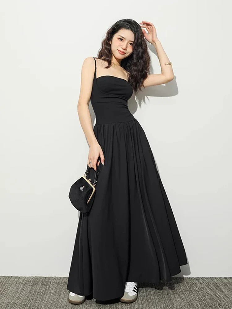 qgtao Sleeveless Backless Maxi Dress Women 2024 Y2K Elegant Sexy Outfits Ladies Black Long Dresses Birthday Party Club Sundress