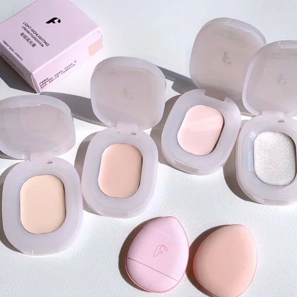 qgtao 4 Colors Contouring Highlighter Cream Mashed Potato Texture Waterproof 3D Face Illuminator High Gloss Lasting Facial Makeup