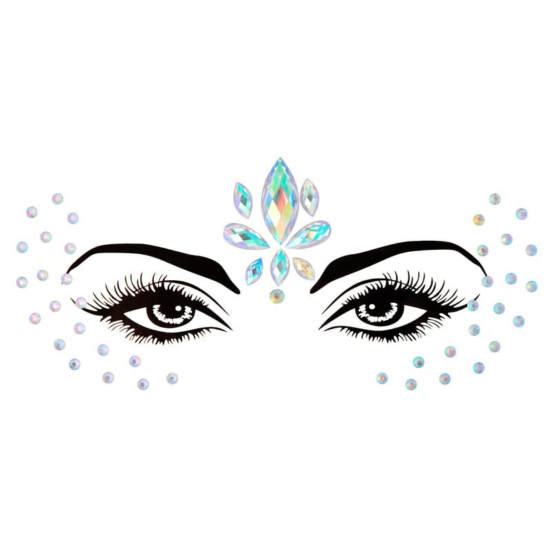 Face Festival Stickers 3D Eyebrow Diamond Temporary Tattoo Kids Show Makeup Halloween Party DIY Face Jewelry Tattoo Decoration