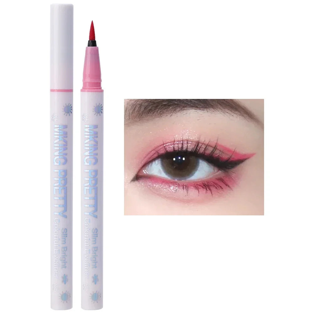 qgtao Colored Eyeliner Pencil Matte Waterproof Long Lasting Eyeliner Liquid Pen Quick-drying No Blooming Black White Eye Makeup Tools