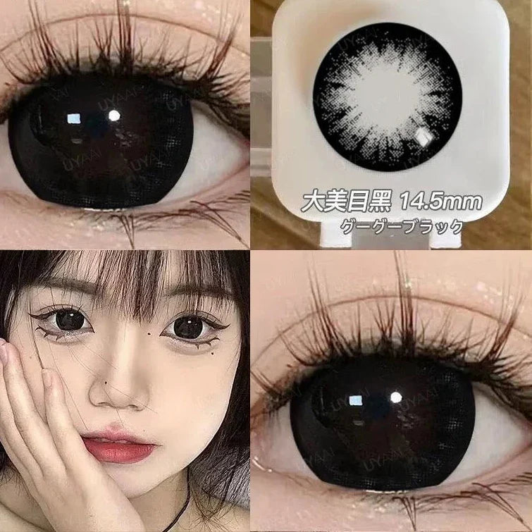 qgtao 15mm Big Diameter Black Lenses 14.5mm Lenses  Colored Contact Lenses for Eyes Big Eye Lenses Natural Look Lenses