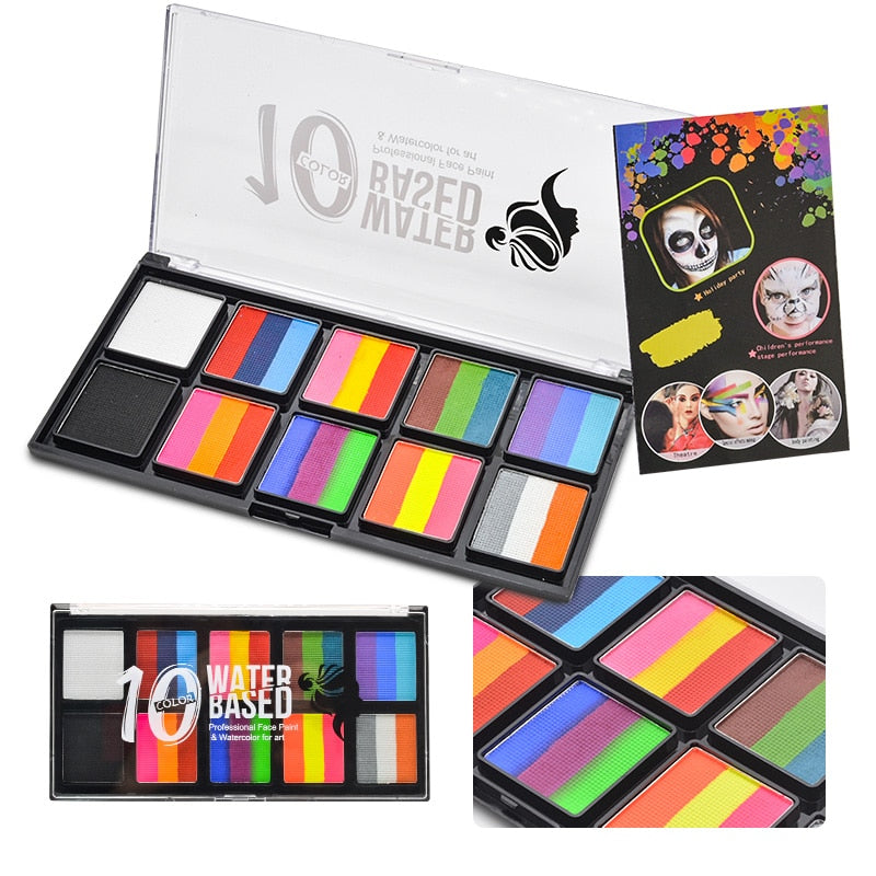 qgtao  10 Colors Face and Body Painting Water-based Oil Painting Halloween Party Makeup Beauty Tools Wholesale Body Painting Palette