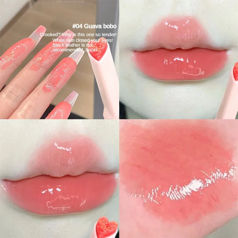 qgtao  Florette Clear Lip Glaze Flower Love Jelly Mirror Lipstick Waterproof Non-stick Cup Lipstick Transparent Korea Makeup