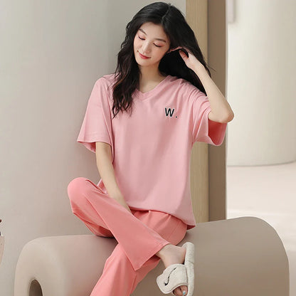qgtao M-2XL 100% Cotton Women's Pajamas Casual Summer Short Sleeve Thin Pijama Sets Breathable Soft Pajama Sleepwear With Two Pockets