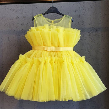 Summer Lace Princess Dresses For Kids 1-5 Year Birthday Dress Flowers Girls Dress Children's Birthday Party Costume Infant Dress