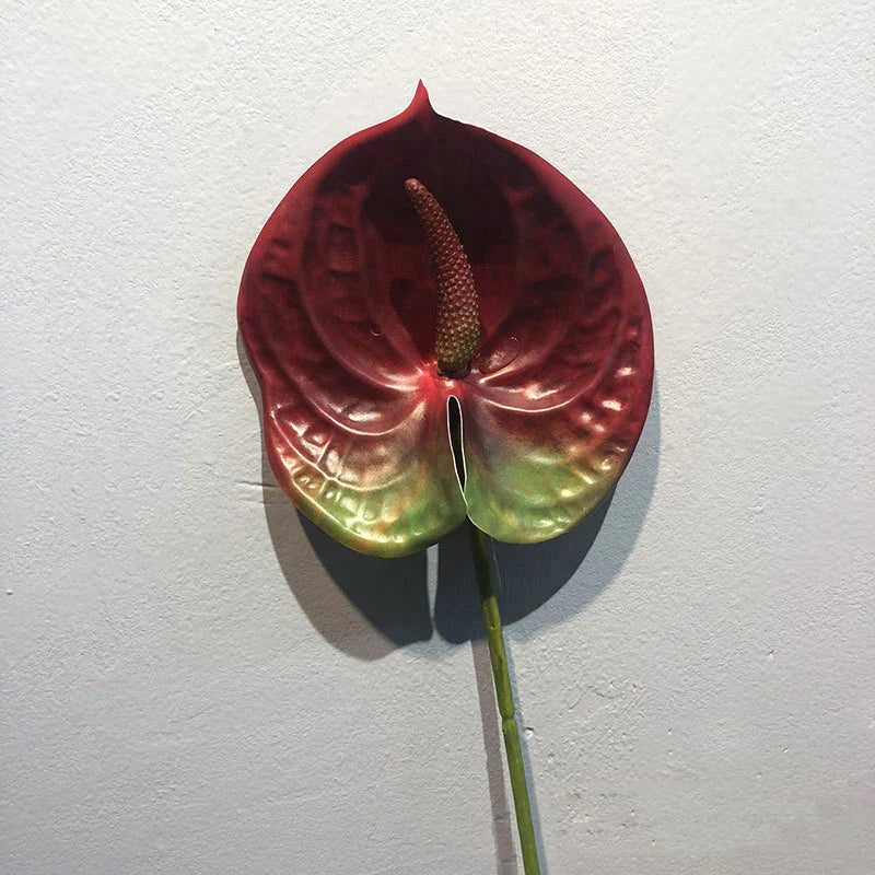 qgtao 1pc Artificial Flower Real Touch Anthurium Lotus Wedding Bride Fake Flower Plant DIY Party Christmas Home Decoration Accessories