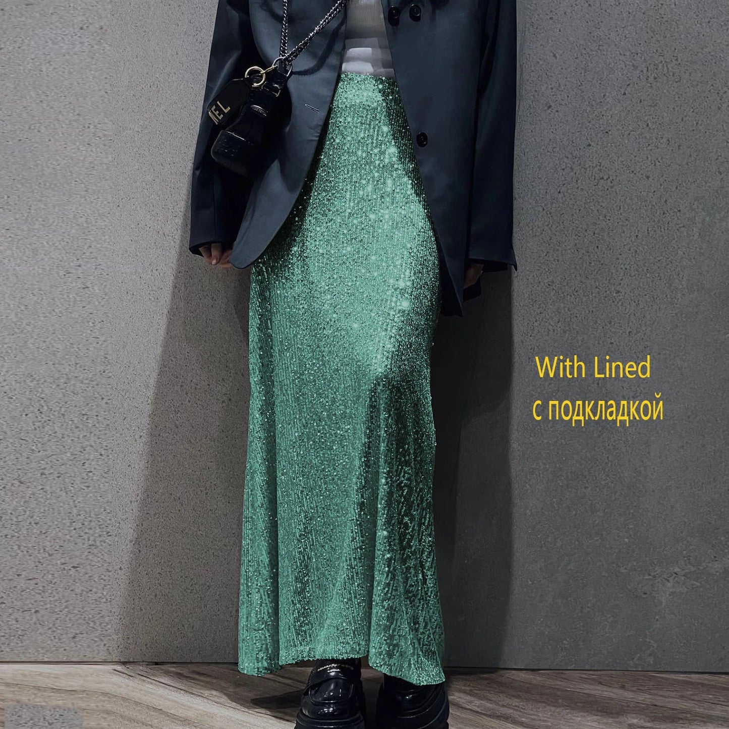 Sequin Female Sexy Maxi Skirt Summer Fashion Glitter High Waist Loose Elegant Club Long Skirt Sparkle Women Long Skirt New