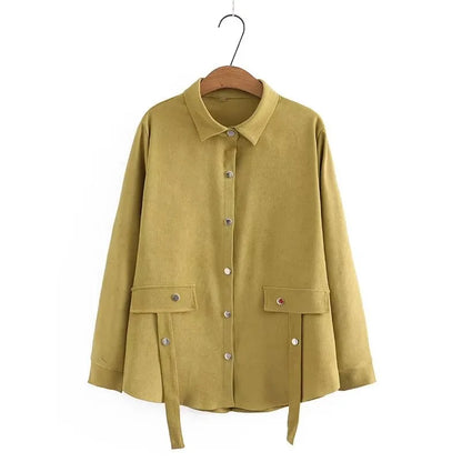 qgtao Plus Size Women's Clothing Long-Sleeved Shirt Button Version Spring And Autumn Solid Color Non-Stretch Cardigan Large Size Tops