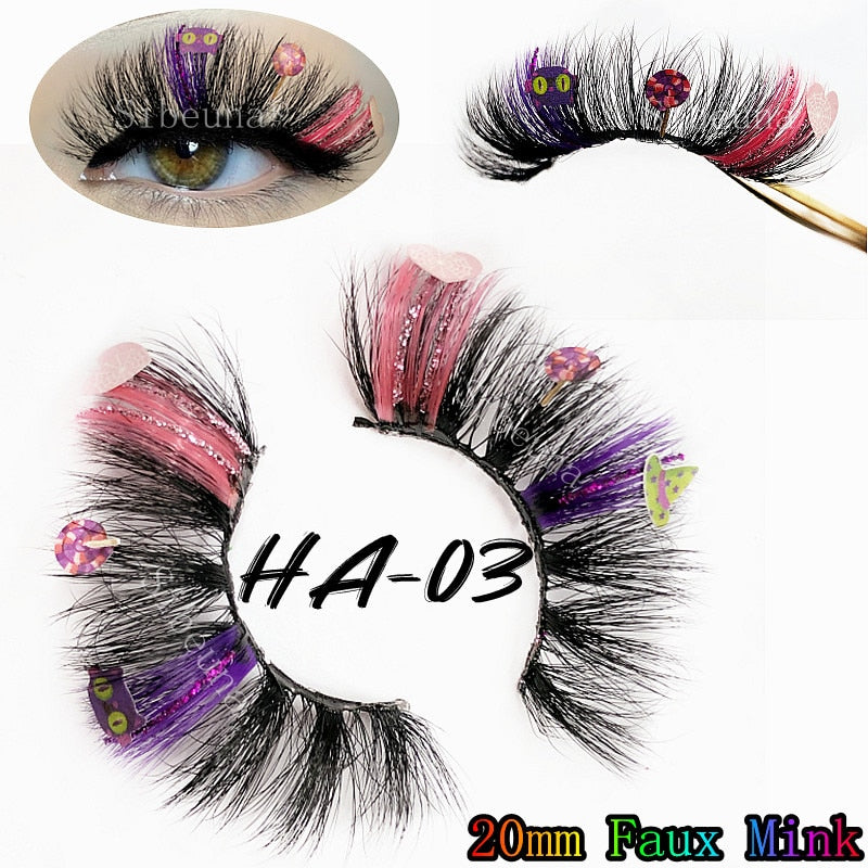 qgtao  NEW Glitter Color Diamond 3D Artistic Curl Fake Eyelashe Reusable Volume Lashes Extension MakeUp Tool For Halloween DIY Party