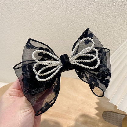 AWAYTR Tassel Elegant Vintage Bow Pearl Chain Hairpins Sweet Hair Decorate Headband Hair Clips For Fashion Hair Accessories