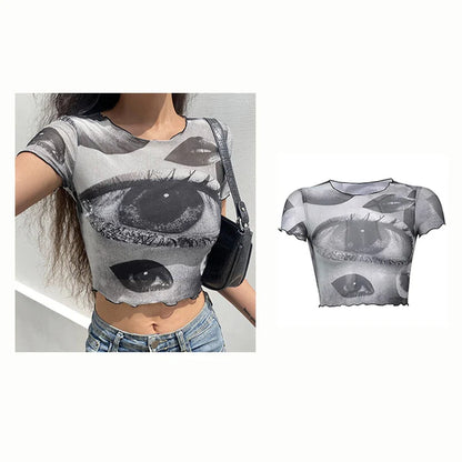 qgtao Y2k Sexy Baby Tee Summer Black T-Shirt Crop Top Clothes For Women Tops Gothic O-neck Short Sleeve 2000s Retro Hip Hop Streetwear