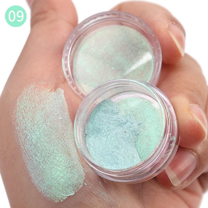 qgtao 12 Colors Polarized Eyeshadow Powder Long Lasting Waterproof Pearlescent Glitter Matte Green Pink Blue Loose Powder Eyes Makeup