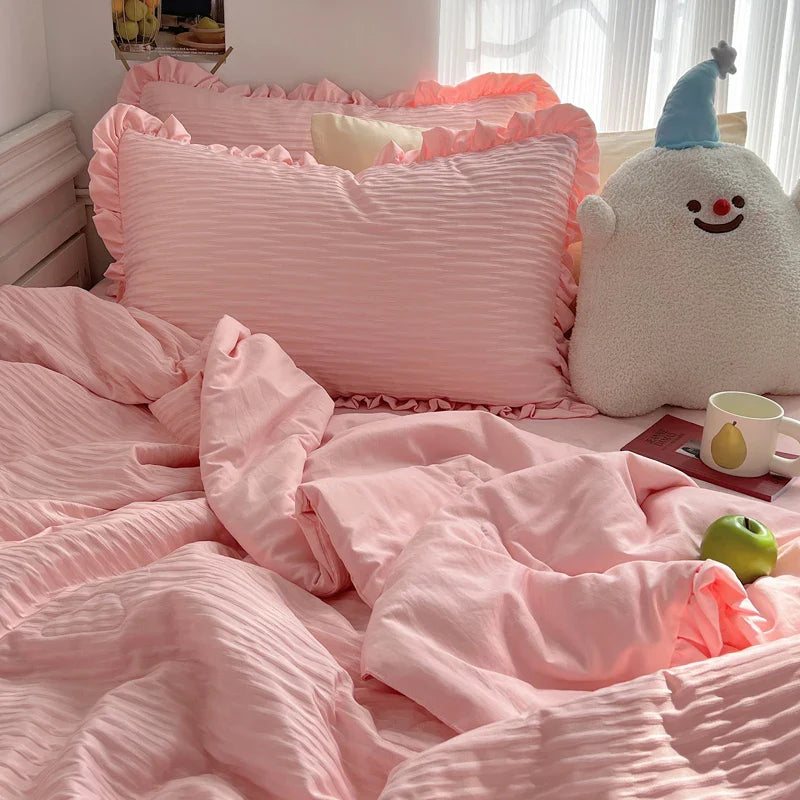 Yeknu Korean Simple Bedding Set Modern Air Condition Thin Blankets Summer Quilt Pillowcase Comfortable Fluffy Blanket with Filling 이불