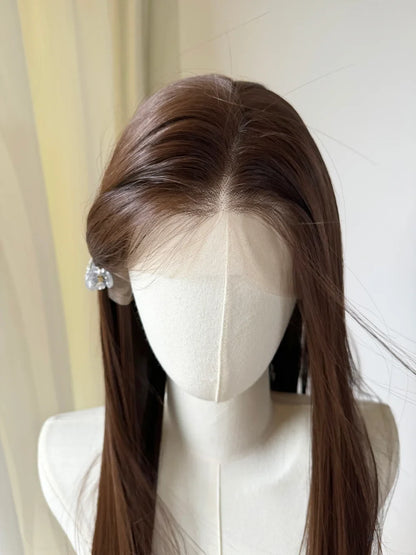 qgtao  -  Brown Wig 13*4 Lace Front Wig for Women Long Straight Hair High Quality Heat Resistant Synthetic Wigs for Daily Use Cosplay