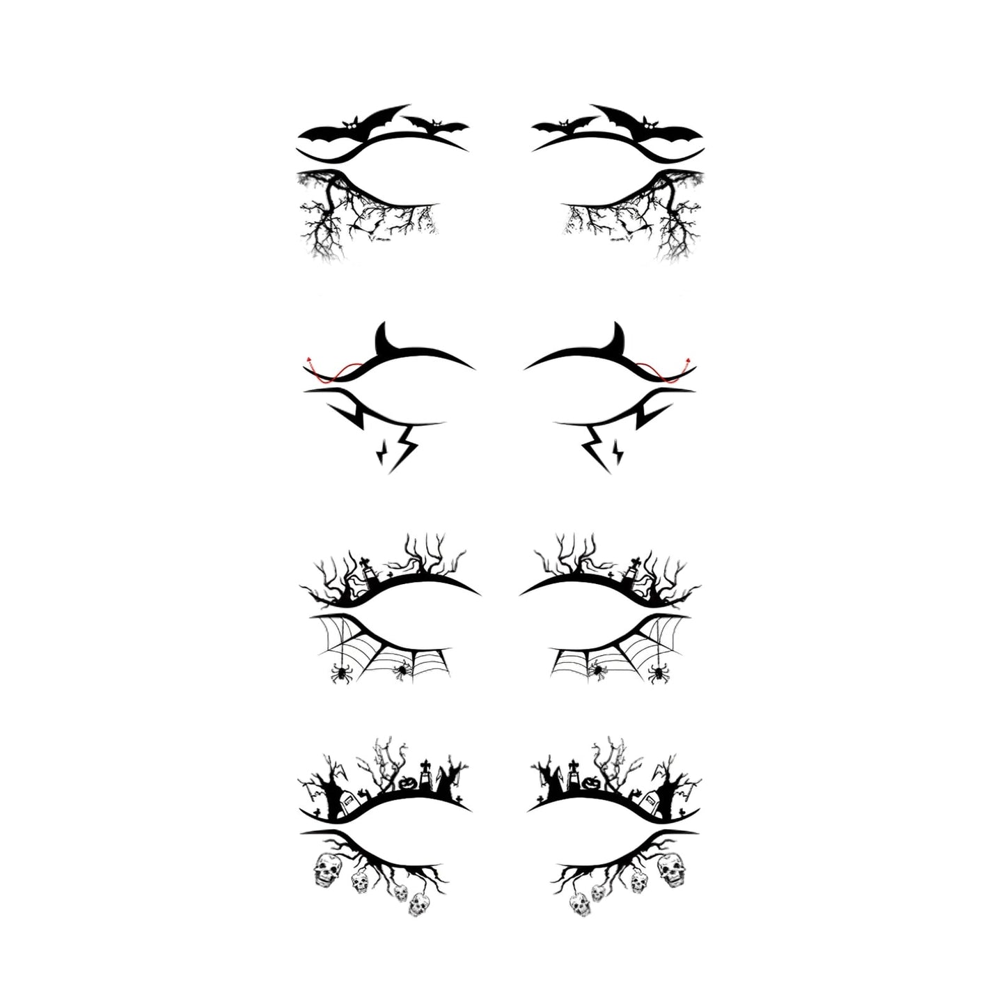 4 Pairs Halloween Eyeliner Stickers Horror Fashion Party Makeup Tools Spider Bat Decorative Eyeliner Eyeshadow Stickers for Wome