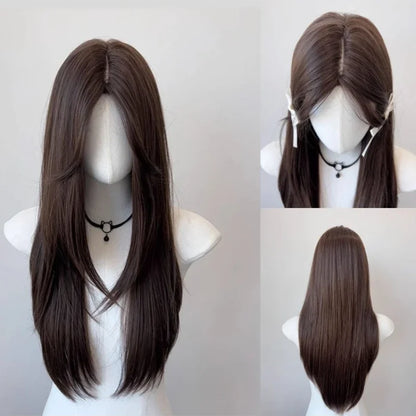 qgtao  -  Black Wig for Women Natural Center Parting Eight Bangs Long Curly Hair Natural Hair Cosplay Wig for Daily Use  Lolita  가발