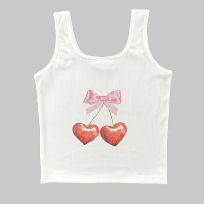 qgtao Y2k Tshirt Grunge Baby Tee Aesthetic Cherry Print Casual Vintage Streetwear Short Sleeve Crop Top Clothes Gothic Slim T-shirts