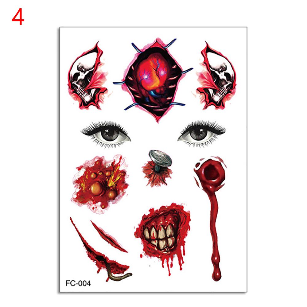 Waterproof Facial Makeup Sticker Special Face tattoo Day Of The Dead Skull Face Dress Up Halloween Temporary Tattoo Stickers