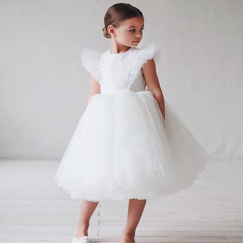 Teenage Girls Dress Children's Clothing Party Elegant Princess Long Tulle Baby Girls Kids Lace Wedding Ceremony Dresses