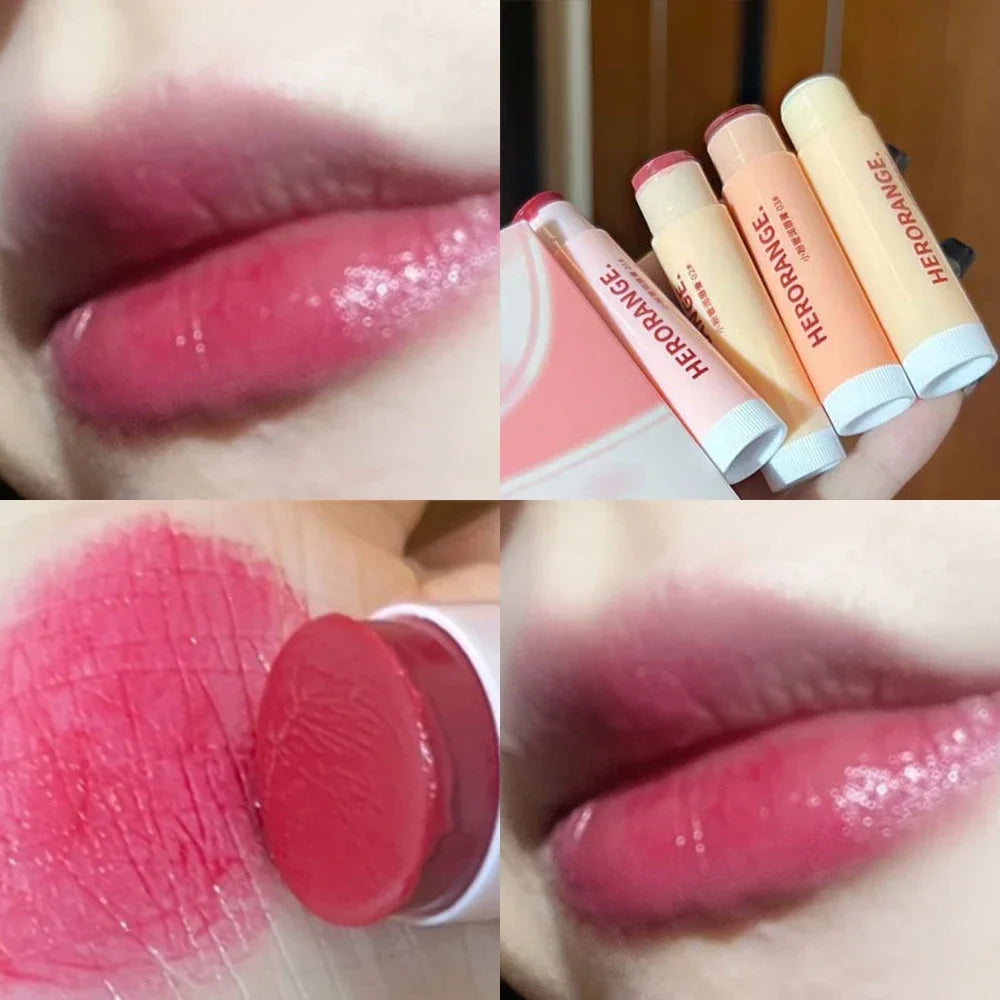 qgtao Colored Moisturizing Lip Balm Set Makeup Jelly Nude Rose Black Tea Lipstick Almond Coffee Lip Tint Primer Colorless Lips Care