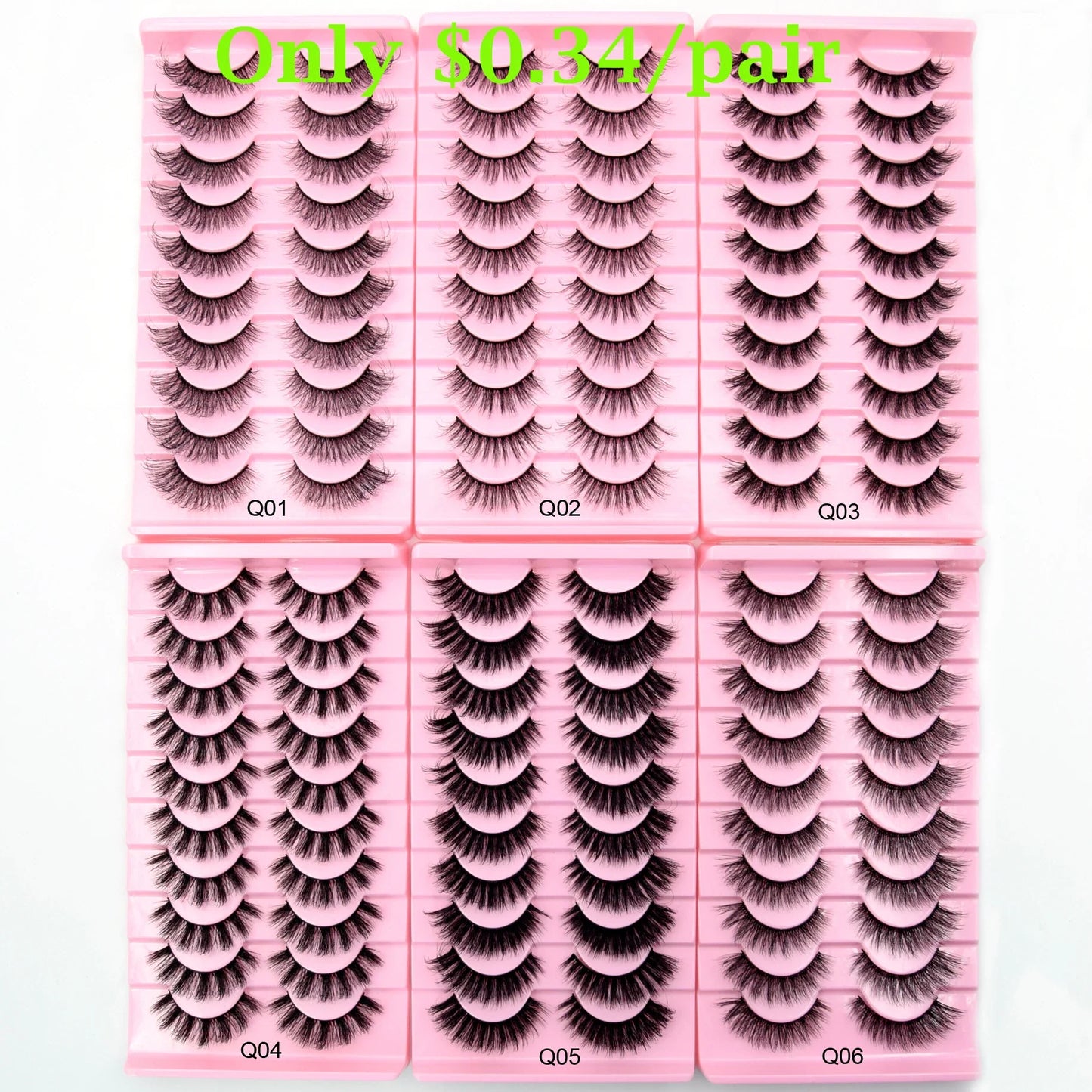 qgtao Mink Eyelashes 3D Mink Hair False Eyelashes Natural Thick Long Eye Lashes Fluffy Makeup Beauty Extension Tools