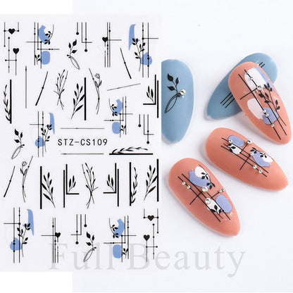 3D Christmas Sticker for Nails Cute Cartoon Sliders Snowflake Elk Xmas Tree Decal Gel Polisn Manicure Nail Art Decor SACA717-724