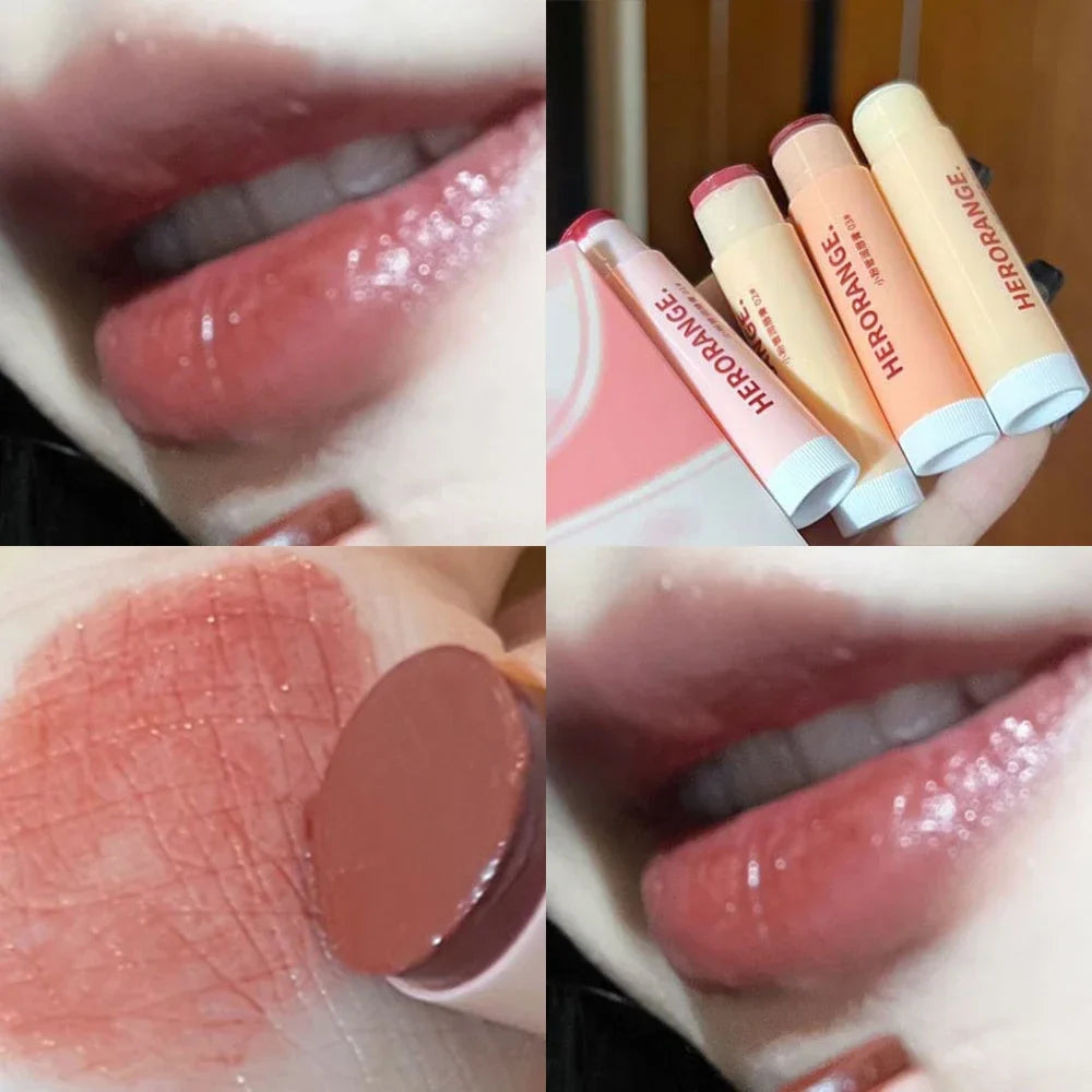 qgtao Colored Moisturizing Lip Balm Set Makeup Jelly Nude Rose Black Tea Lipstick Almond Coffee Lip Tint Primer Colorless Lips Care