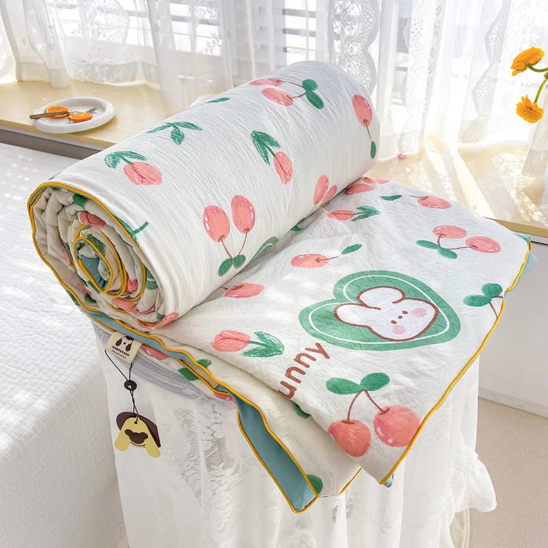 Yeknu Quilt Double Layer Yarn Soybean Fiber Mother And Baby Grade Soft Glutinous Summer Cool Quilt Comfortable Breathable Home Textile