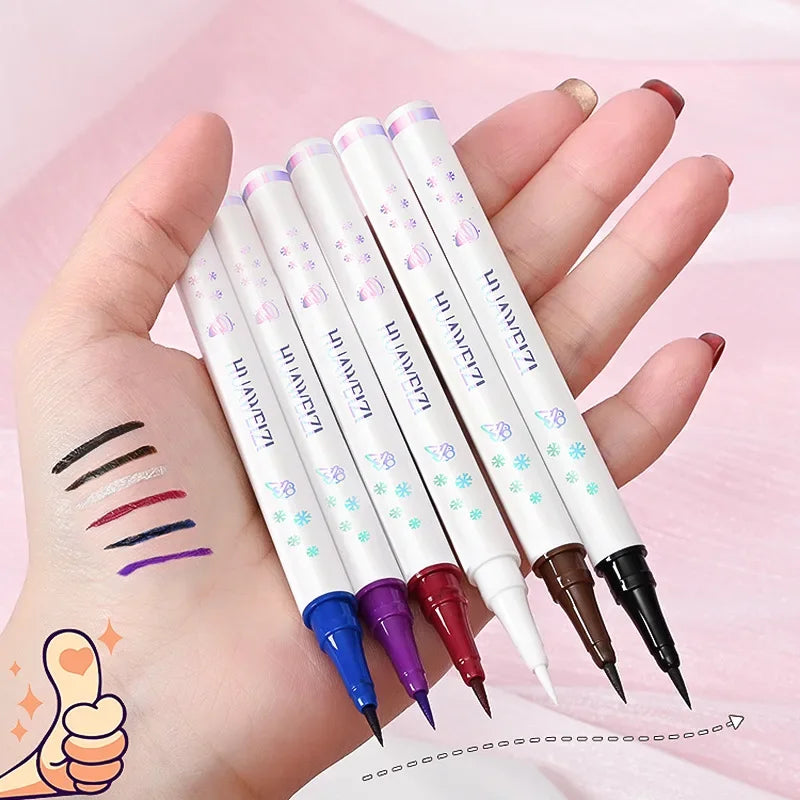 qgtao Colored Eyeliner Pencil Matte Waterproof Long Lasting Eyeliner Liquid Pen Quick-drying No Blooming Black White Eye Makeup Tools