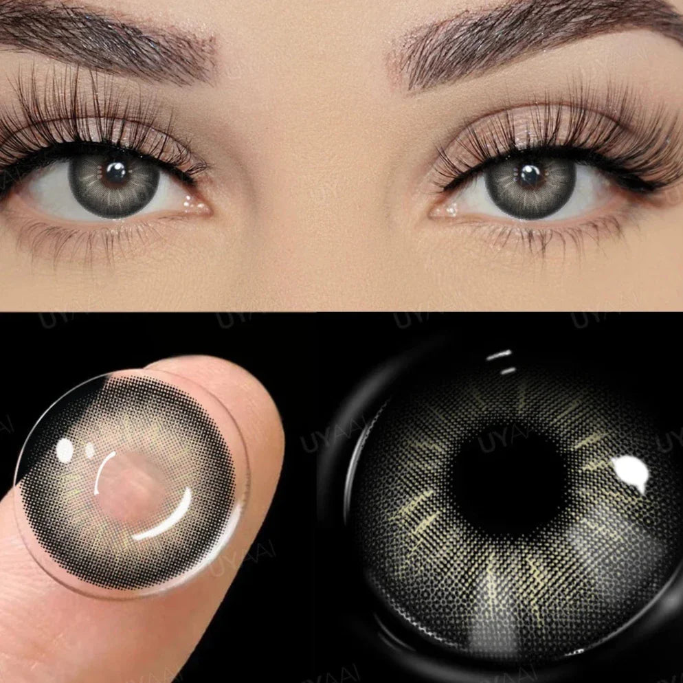 qgtao -0.75 to -6.00 Natural Graduation Colored Eyes Lenses with Degree Colored Contact Lenses with Diopters Gray Colored Pupils