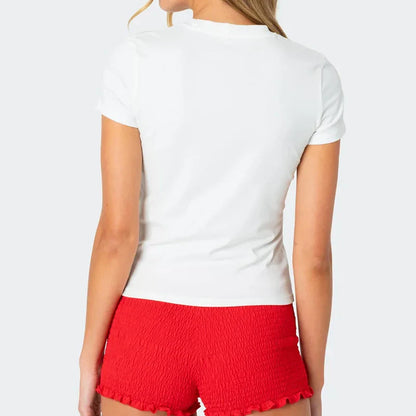 qgtao Y2k Tshirt Grunge Baby Tee Aesthetic Cherry Print Casual Vintage Streetwear Short Sleeve Crop Top Clothes Gothic Slim T-shirts