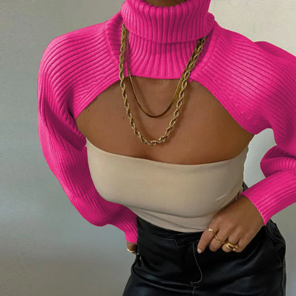 Women Ultra-short Sweater Coat 2022 Autumn Winter Long Sleeve Loose Knitted Crop Tops Solid Color Sexy Cardigan Sweaters Tops