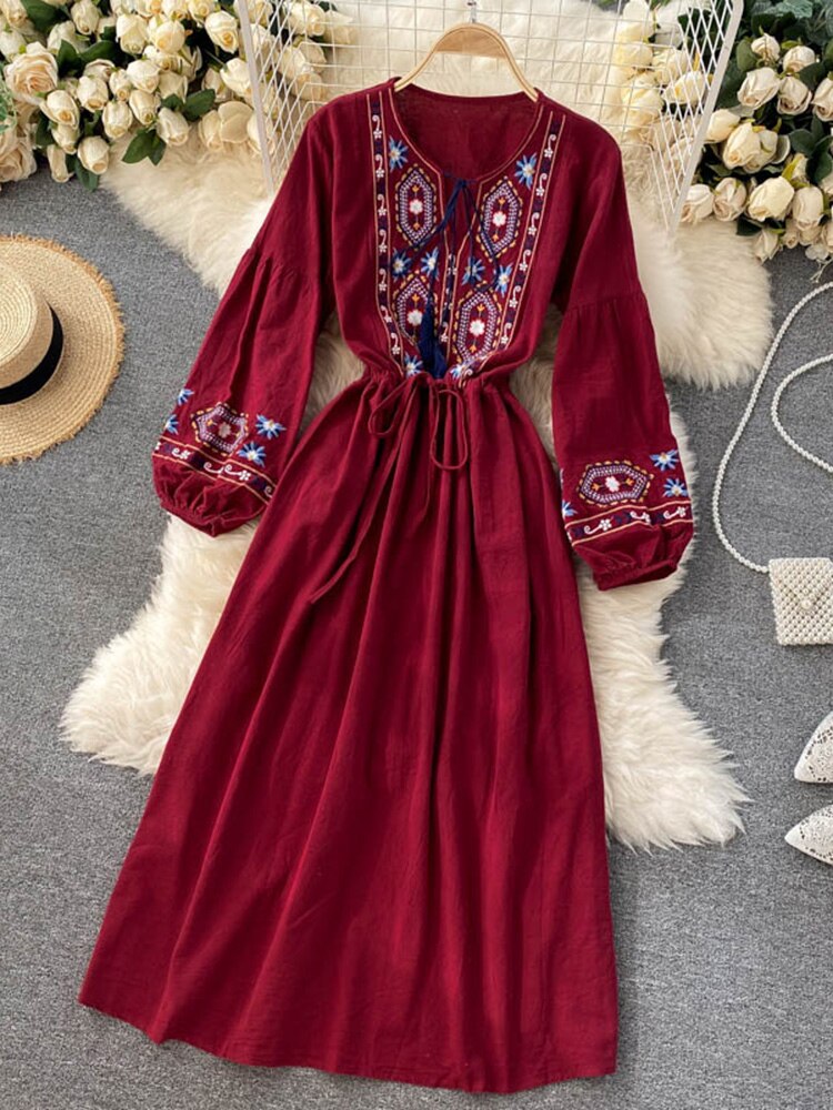 Boho embroidered long dress