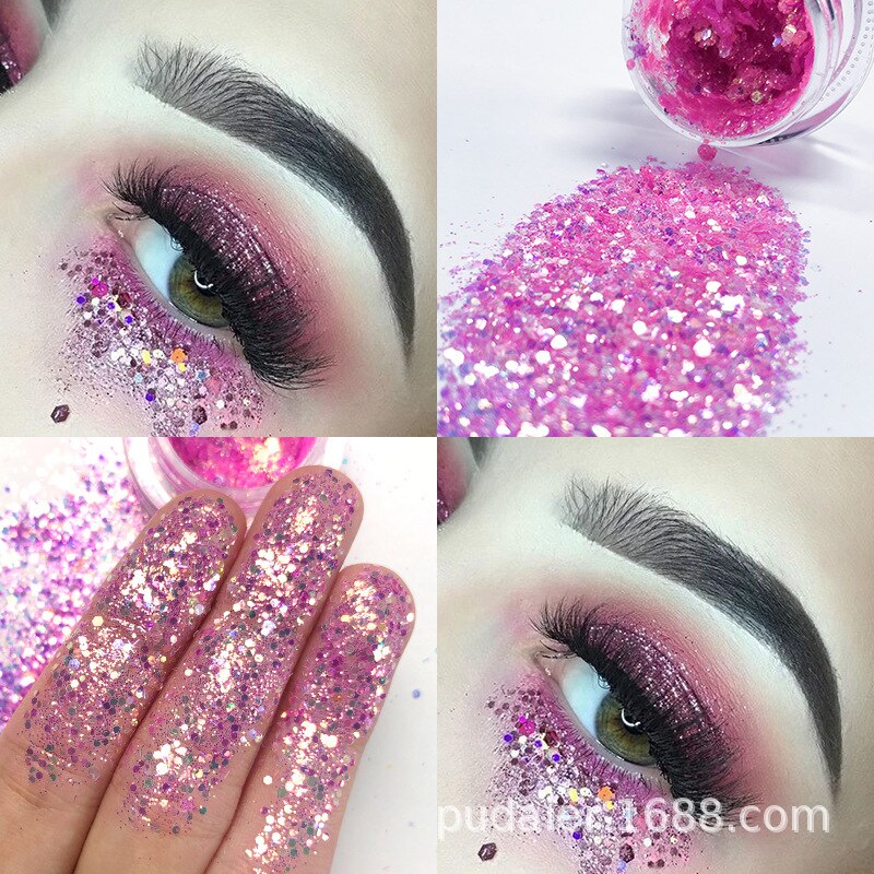 NEW 1Pc Glitter Glam Eye Sparkly Glitter Hair Shimmer Gel Flash Heart Loose Sequins Glitter Eyeshadow Party Face Body Decoration