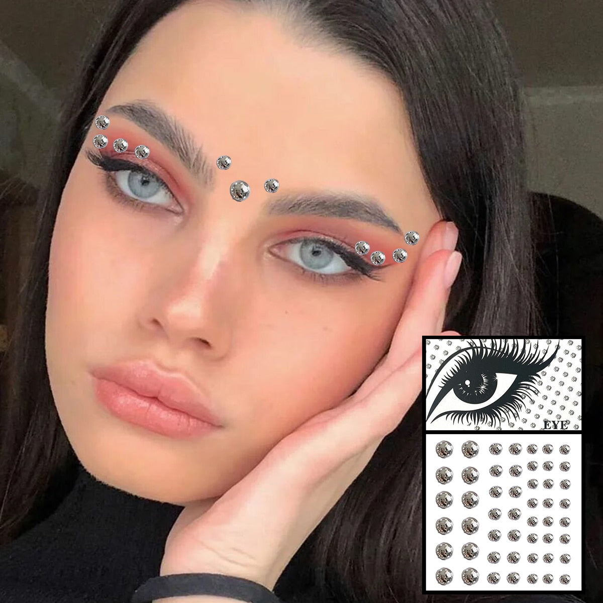 qgtao  Face Gems Temporary Tattoos Eyes Body Rhinestones Crystals Jewelry Makeup Sticker Glitter Bindi Dots Tears Jewels Halloween Rave