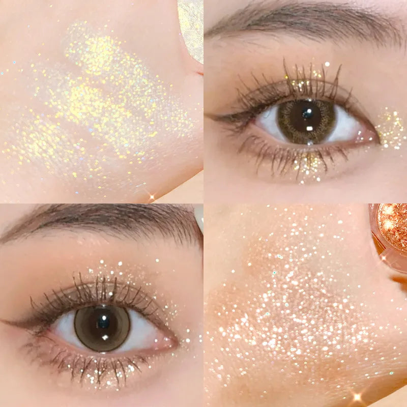 qgtao  -  Diamond Glitter Monochrome Eyeshadow Palette Discoloration Eyeshadow Highlighter Sequins Waterproof Lasting Eyes Makeup Pigments