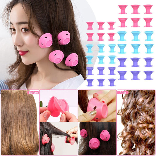 2/10/20/24Pcs Soft Rubber Silicone Heatless Hair Curler Twist Hair Rollers Clips Don't Hurt Hair Curls Styling Tools DIY Girl