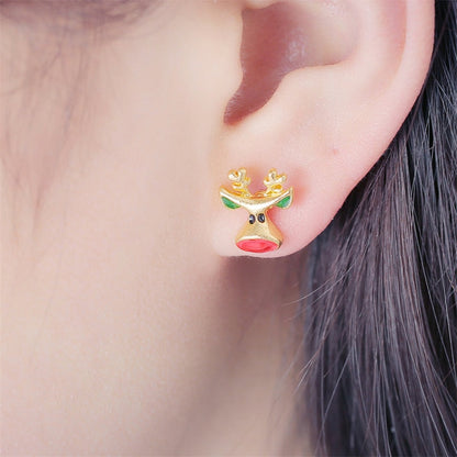 Cute Christmas Elk Dangle Earrings For Women Charm Xmas Deer Star Bowknot Round Ball Drop Earring Girls New Year Party Jewelry