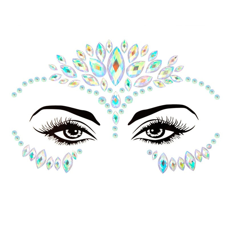 Face Festival Stickers 3D Eyebrow Diamond Temporary Tattoo Kids Show Makeup Halloween Party DIY Face Jewelry Tattoo Decoration