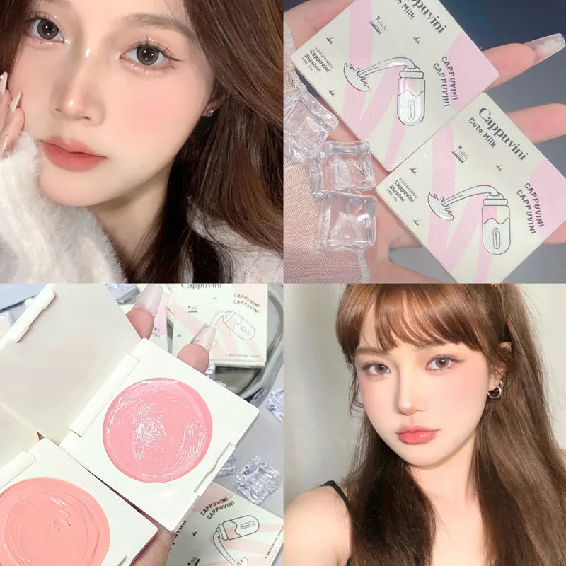 qgtao Monochrome Blush Purple Pink Cheek Tint Cream Natural Lasting Matte Brighten Face Makeup Rouge Contour Shadow Palette Cosmetics