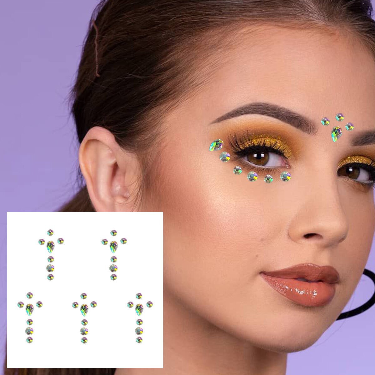 qgtao  Face Gems Temporary Tattoos Eyes Body Rhinestones Crystals Jewelry Makeup Sticker Glitter Bindi Dots Tears Jewels Halloween Rave