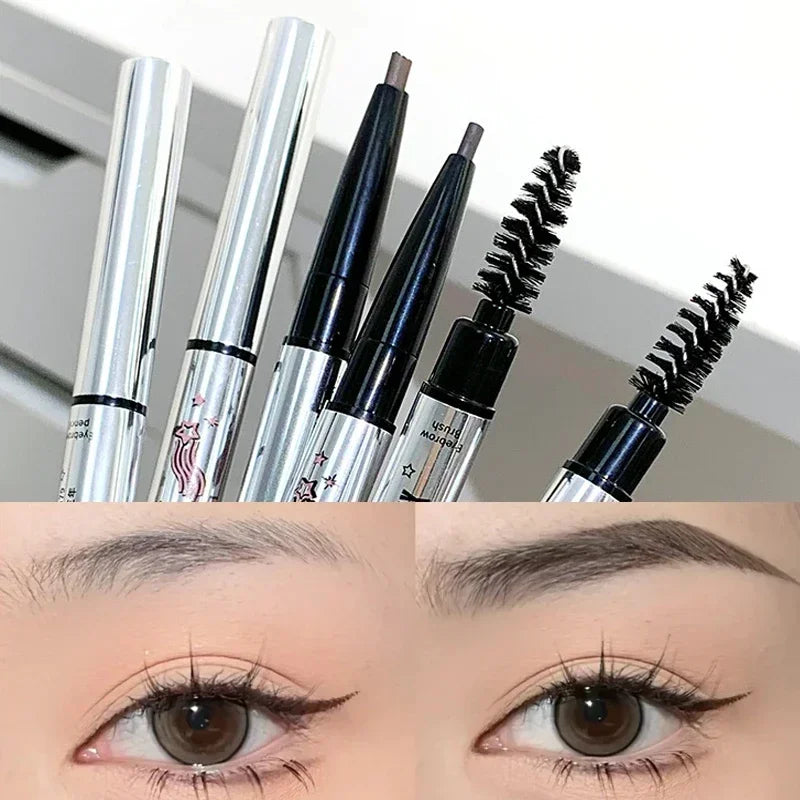 qgtao  -  Waterproof Rotatable Coffee Brown Gray Eyebrow Pencil Lasting No Blooming Smooth Matte Double Head Eyebrow Tattoo Pen Makeup