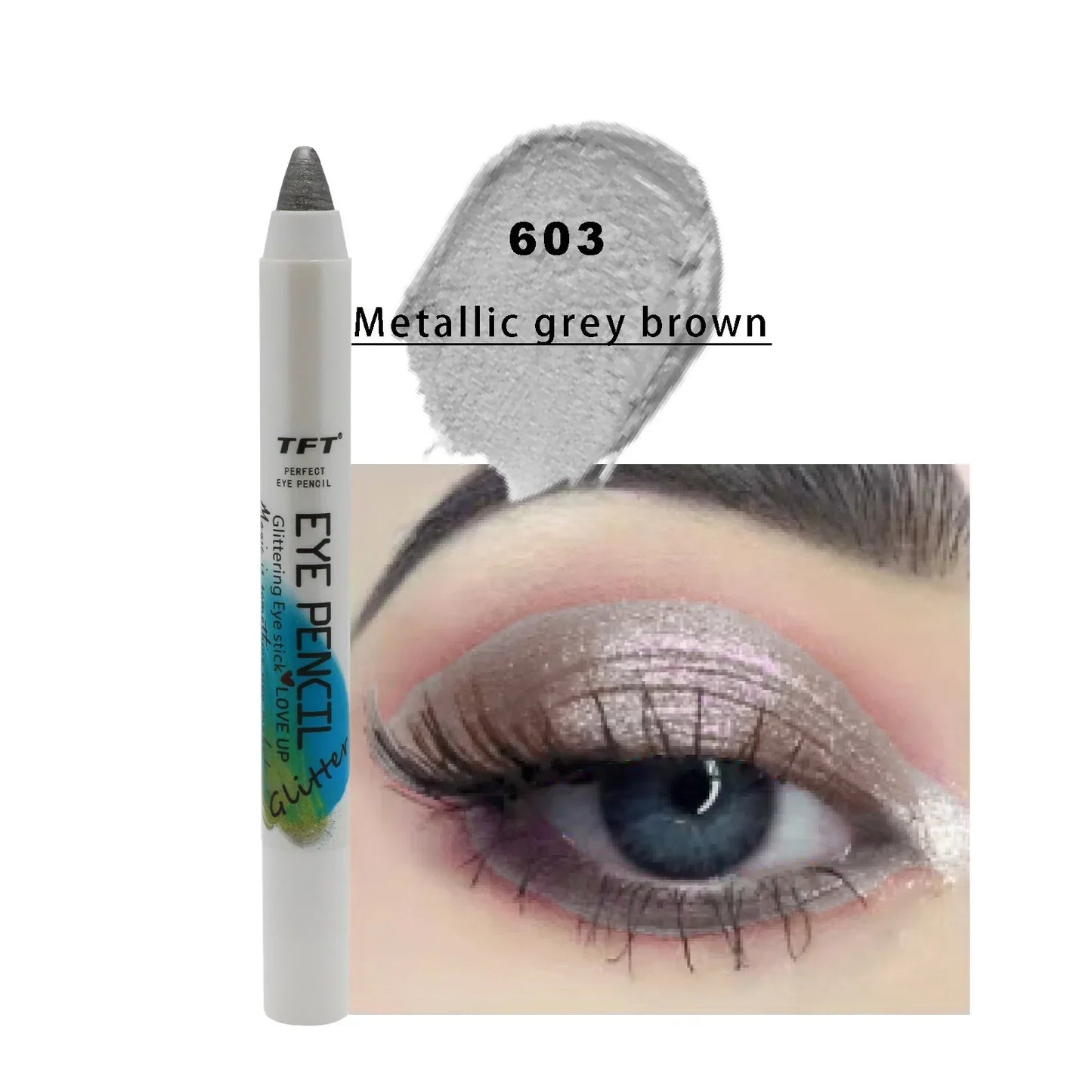 qgtao Pearlescent Eyeshadow Pencil Glitter Silkworm Liner Pen Highlighter Long Lasting Matte Eye Shadow Stick Eyes Makeup Cosmetics