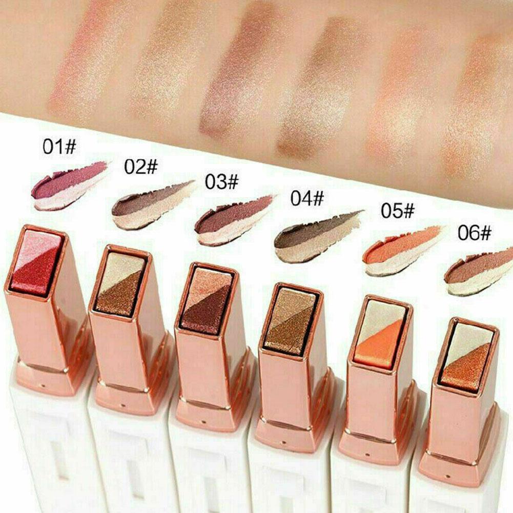 1Pcs Professional 2 In 1 Double Color Gradient Velvet Eye Shadow Stick Lazy Makeup Waterproof Lasting Shimmer Metallic Eyeshadow