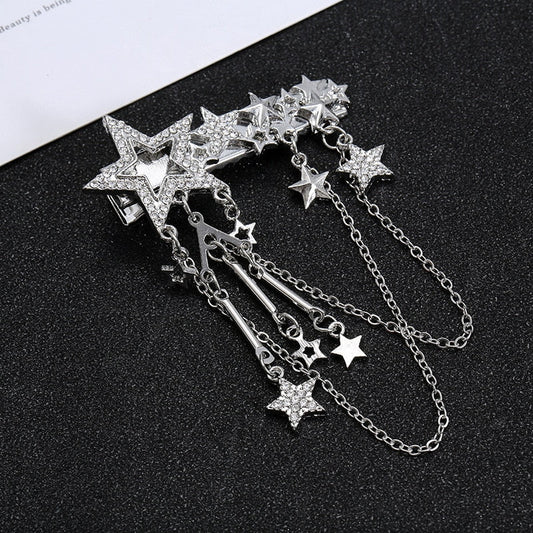 Exquisite Crystal Star Hair Clips Bling Shiny Hairwear Hair Accessories for Women Girls Elegant Chains Tassel Hair Pins Cool New