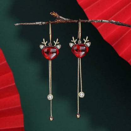 Cute Christmas Elk Dangle Earrings For Women Charm Xmas Deer Star Bowknot Round Ball Drop Earring Girls New Year Party Jewelry