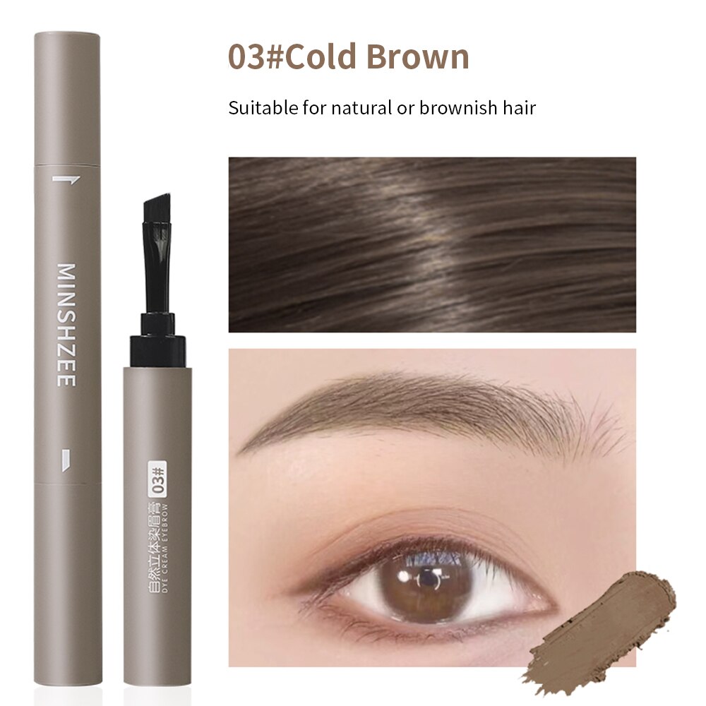 Waterproof Eyebrow Cream Pen with Brush Lasting Not Smudge Lying Silkworm Eyeliner Brown Grey Eyebrow Pencil Makeup Cosmetics