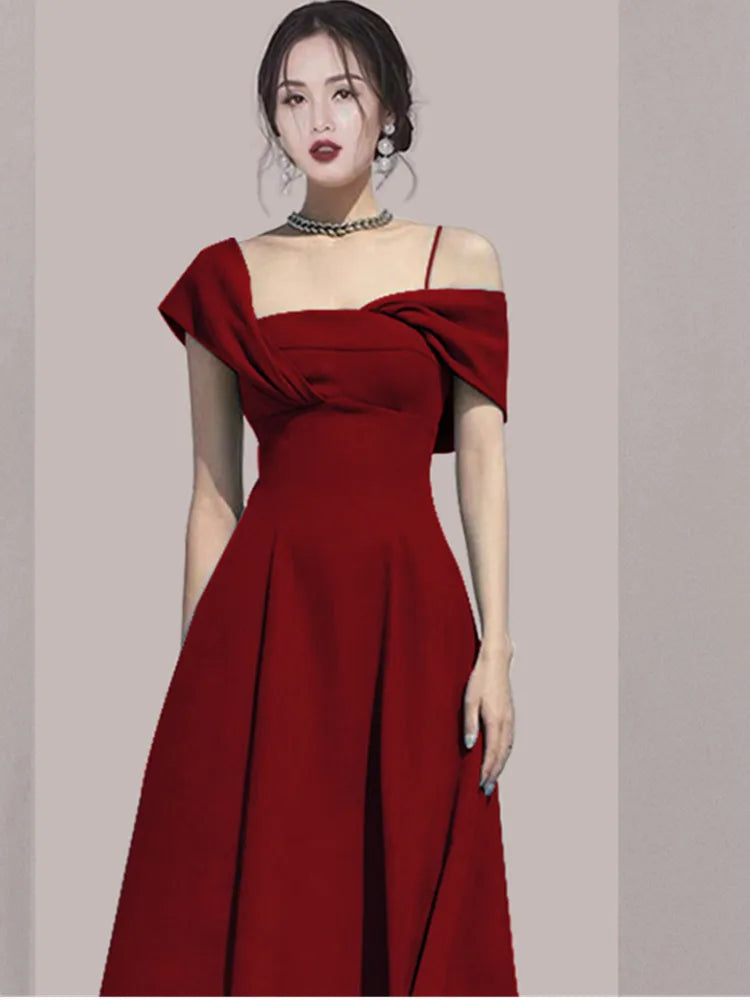 qgtao New Fashion Runway Designer Summer Slim A Line Party Dresses Lady Vintage Elegant Birthday Midi Dress Robes